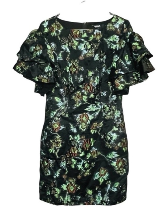 Badgley Mischka Dresses & Skirts - Badgley Mischka Metallic Floral Whimsygoth Party Cocktail Mini Dress SZ 4 Blk